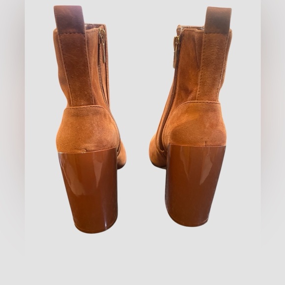 Vince Camuto Enverna Ankle Boots Women’s Size 7 Warm Caramel Leather Block Heel - Picture 3 of 8